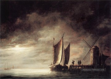 Moonlight paysage marin paysage peintre Aelbert Cuyp Peinture à l'huile